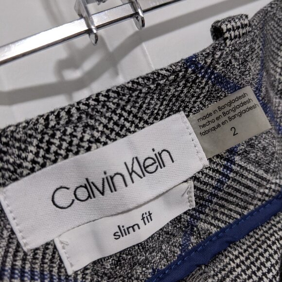 Calvin Klein Grey Blue Plaid Suit Set (Blazer/ Pants) - Picture 4 of 5